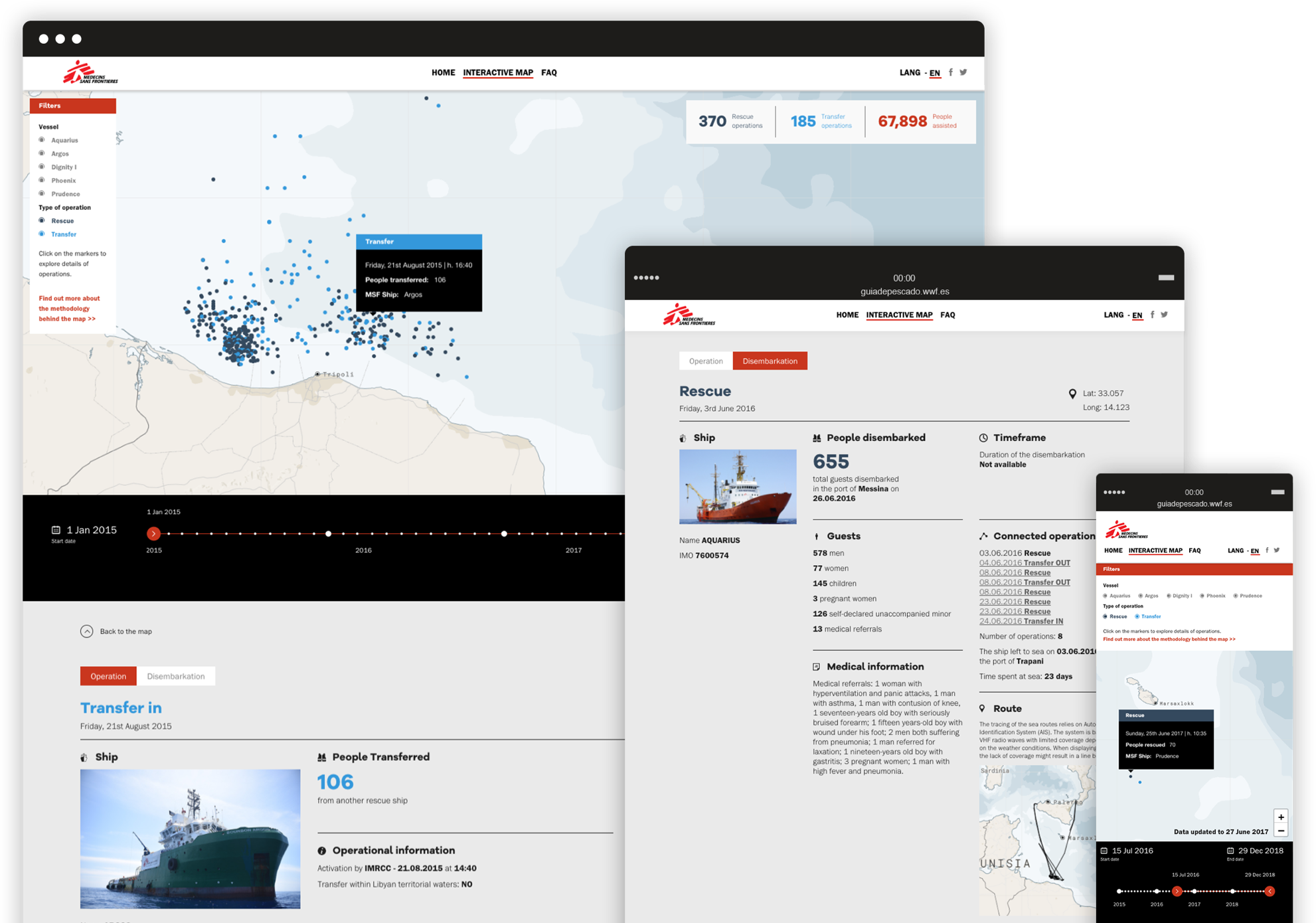 mockup website for interaction section of saving lives at sea doctors without borders