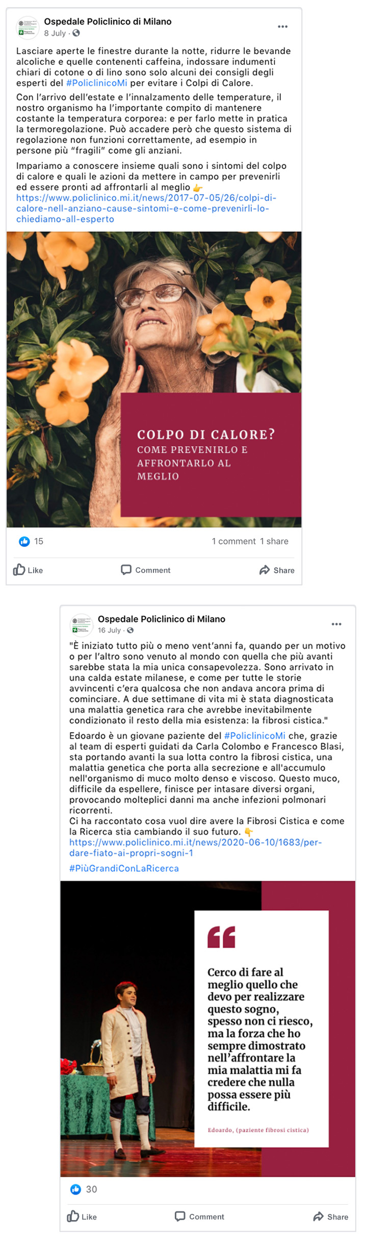 image of social media post of policlinico