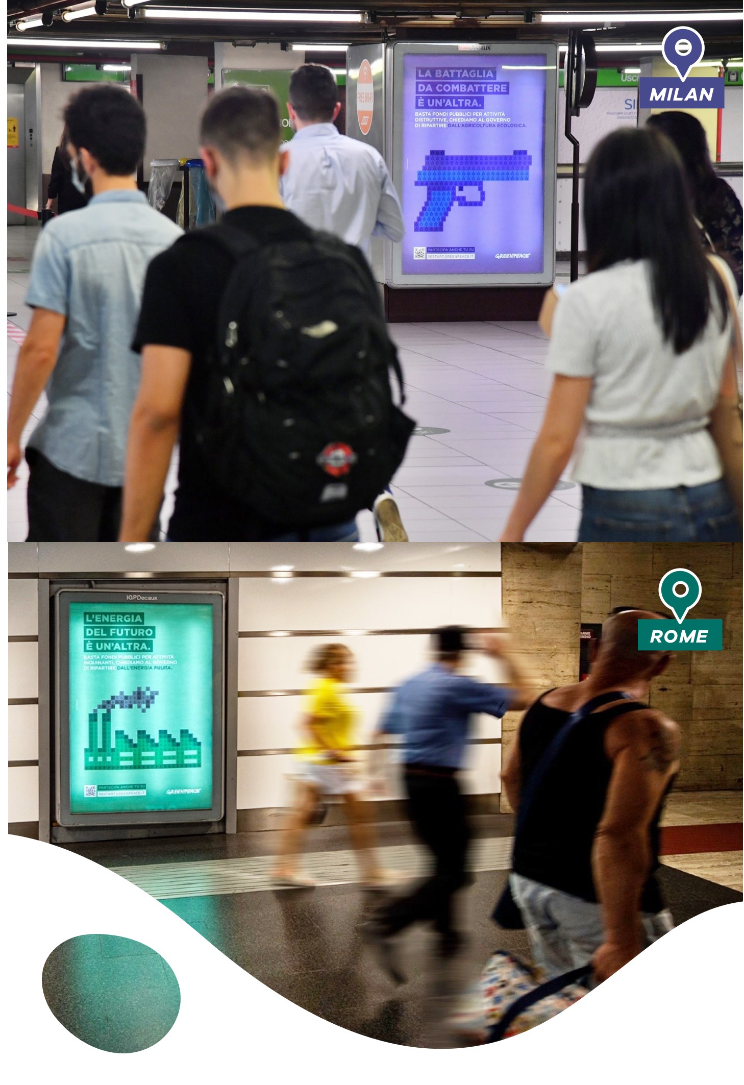 mobile OOH_gpforeprofit greenpeace campaign on metro in milan and rome