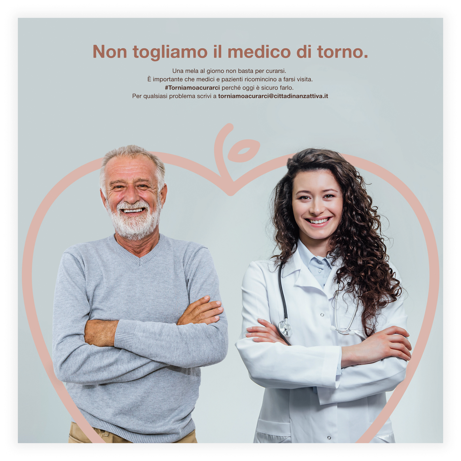 visual doctor and patient in an apple