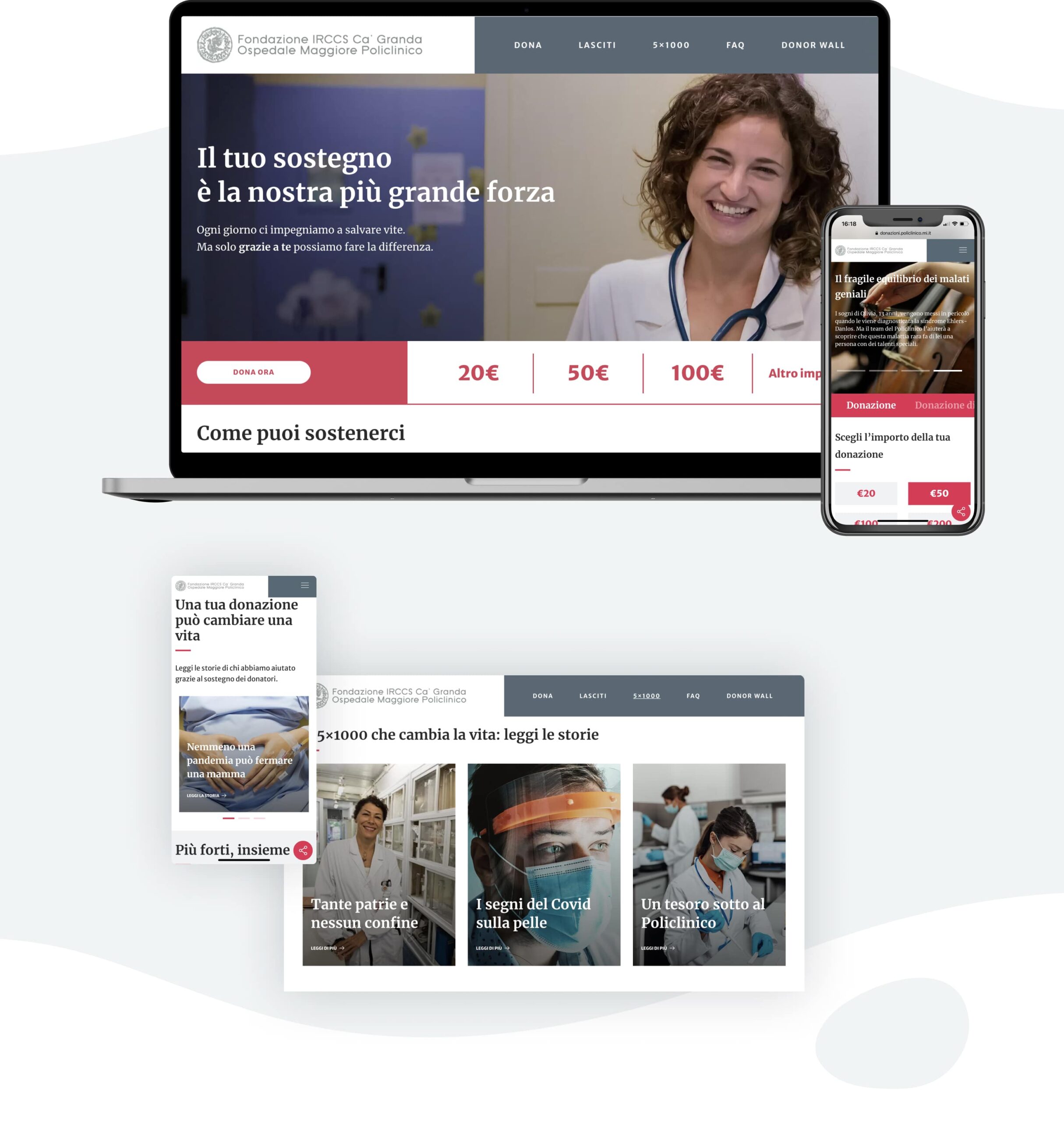 Desktop mockup website hub donazione policlinico di milano mockup website hub donazione policlinico di milano