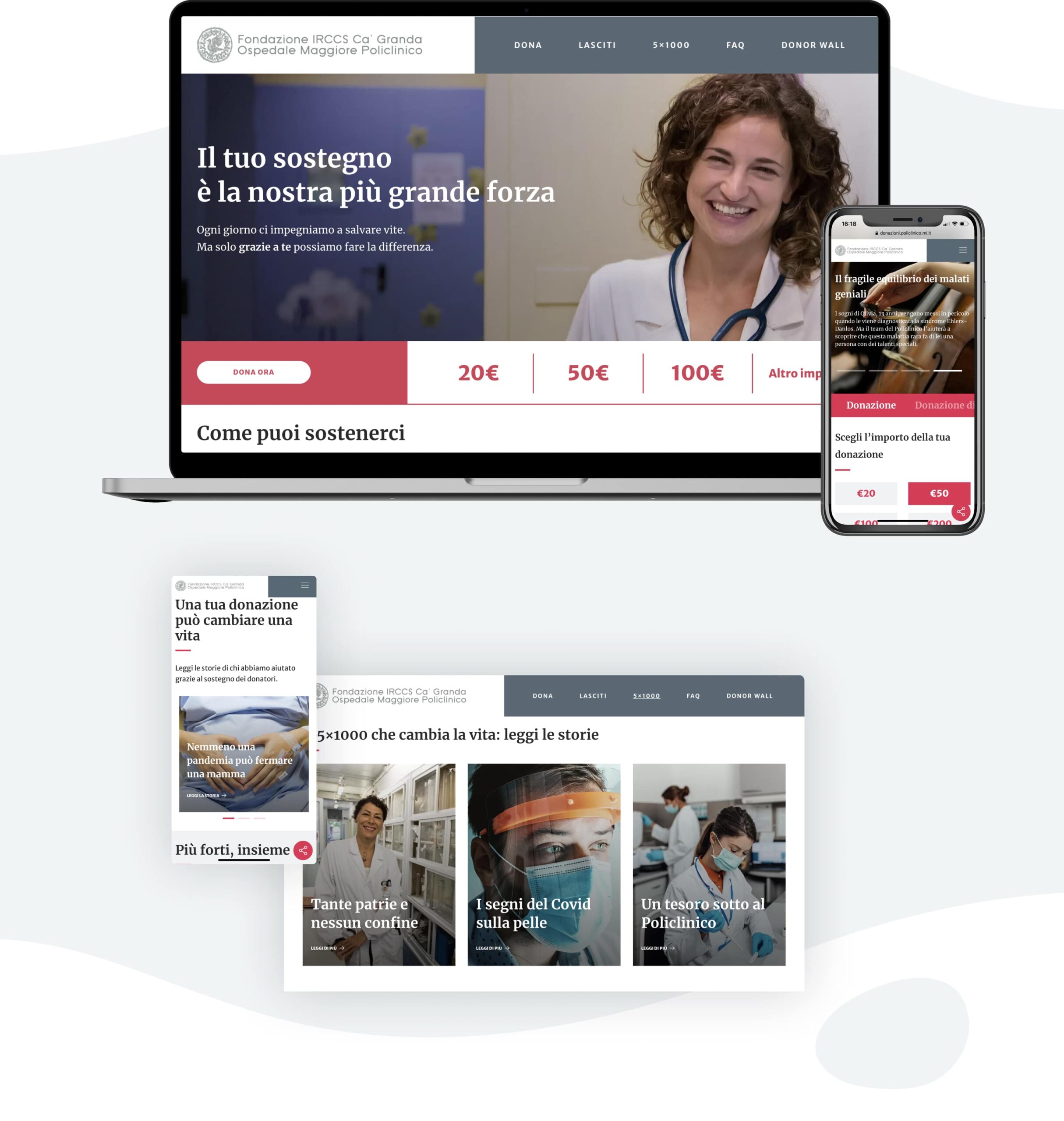 mockup website hub donazione policlinico di milano