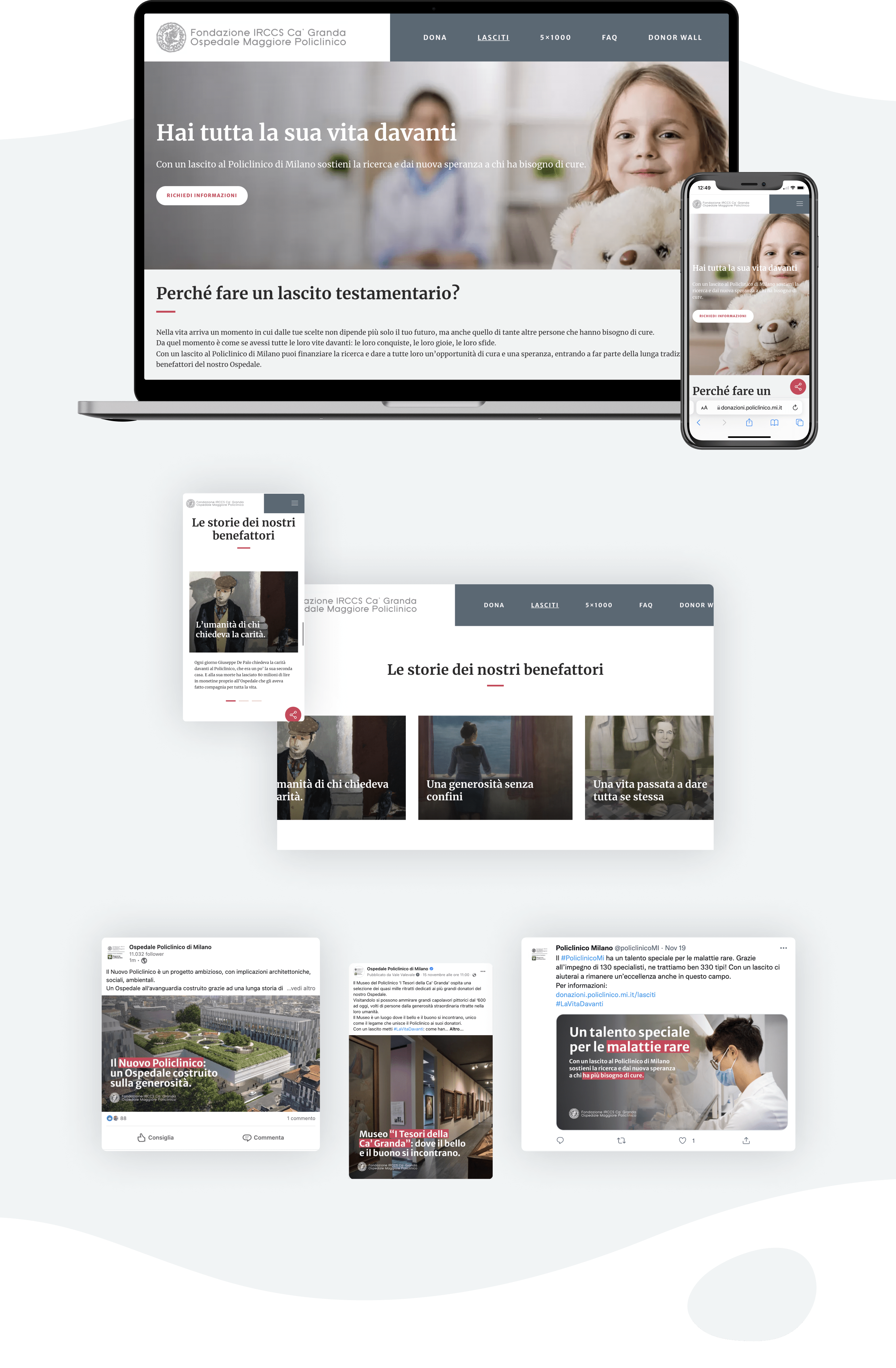 Mockup digital campaign Lasciti Policlinico Milano