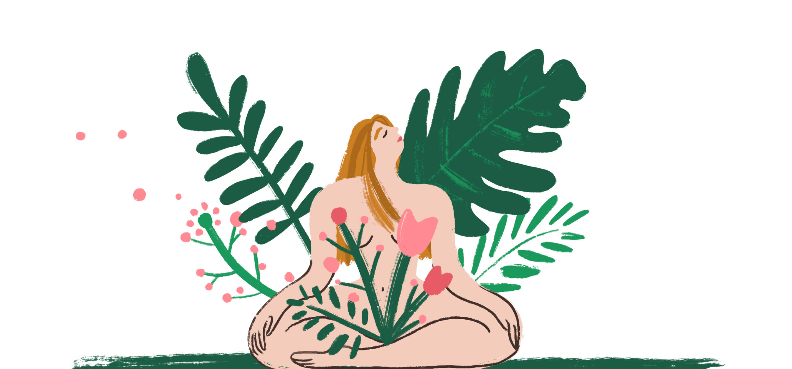 illustration girl with flowers and plants dottoressa V policlinico milano