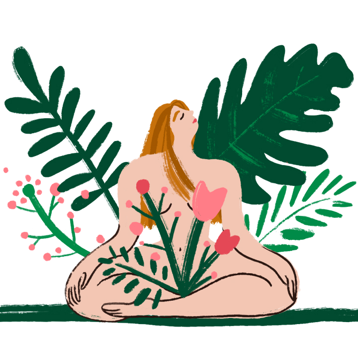 illustration girl with flowers and plants dottoressa V policlinico milano