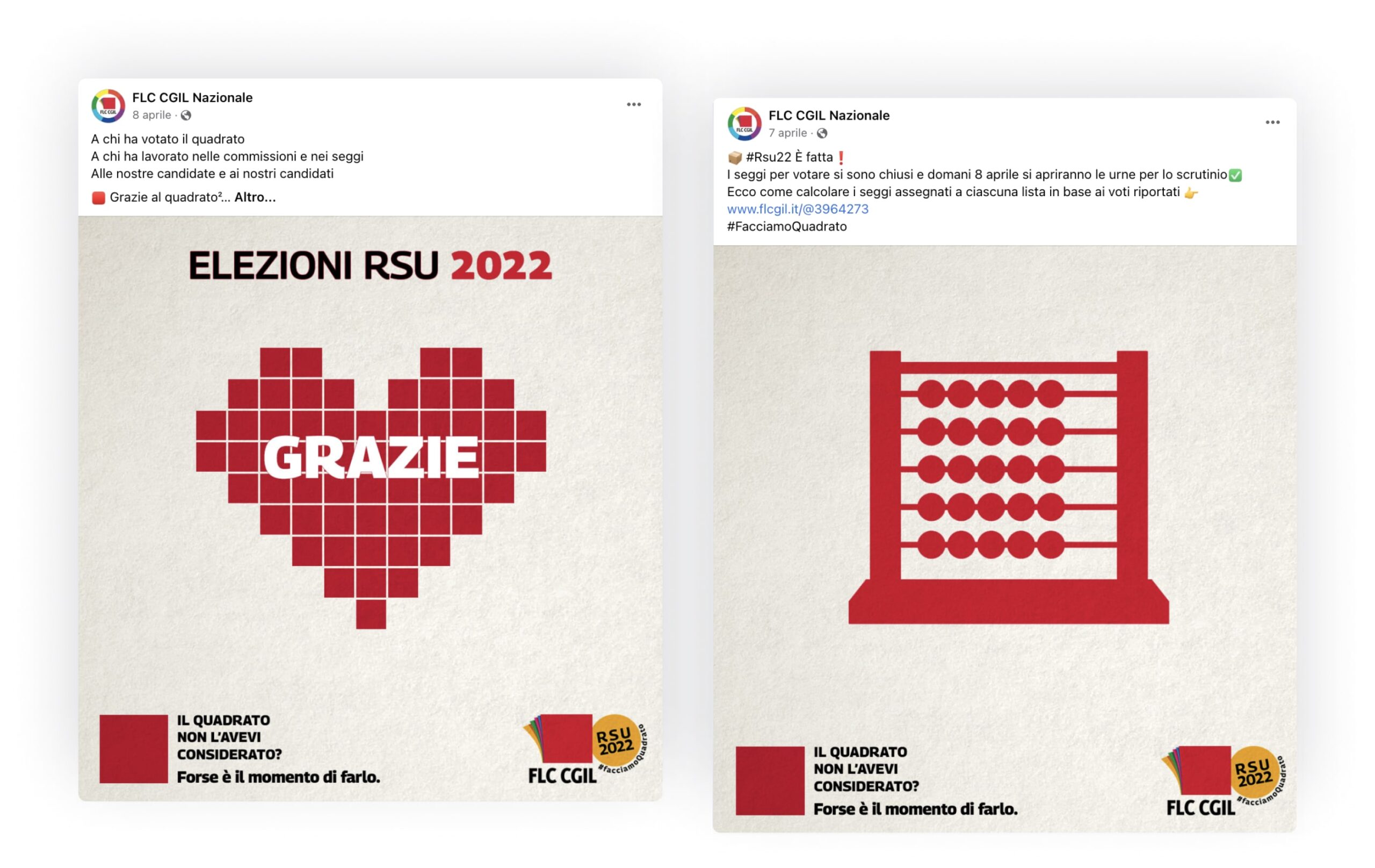 SocialCard - flc Two examples of card for the advertising for FLC CGIL