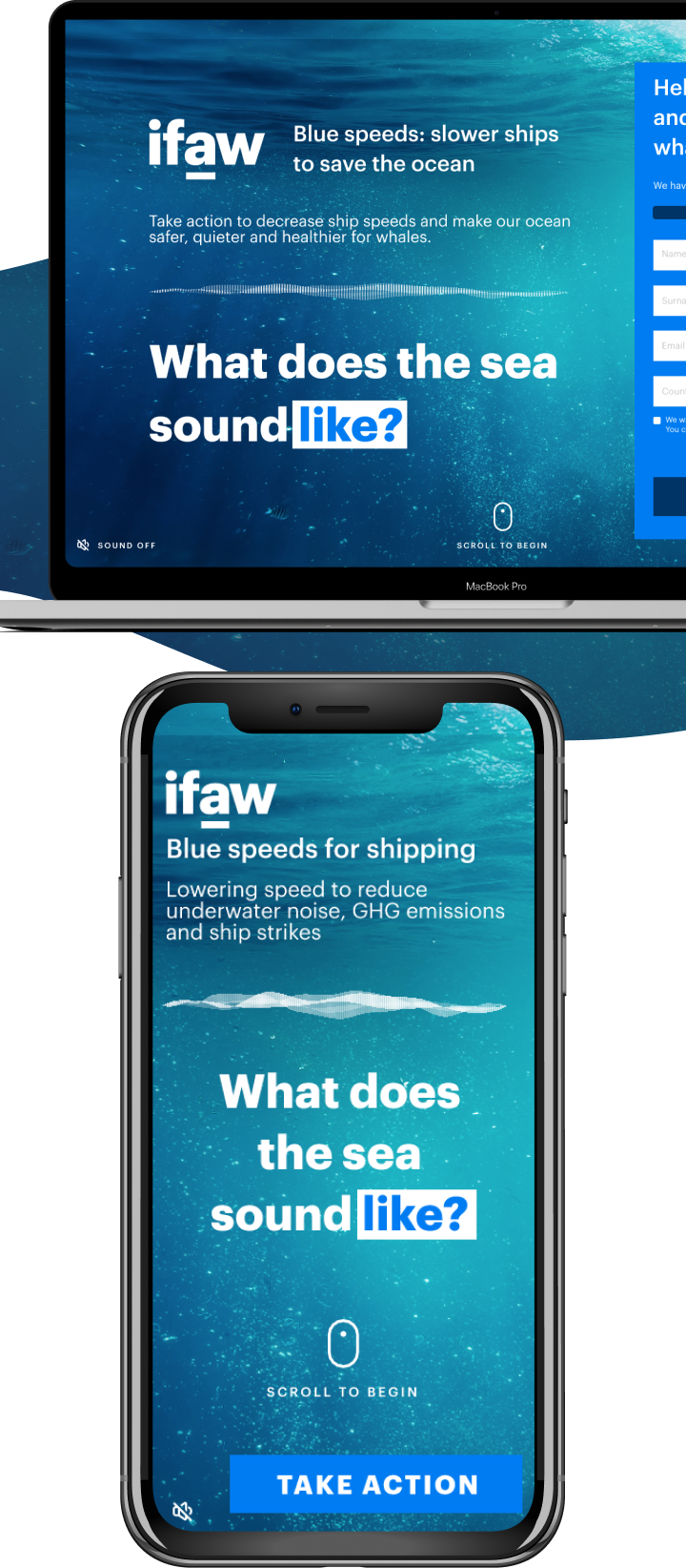 Mockup IFAW website mobile view